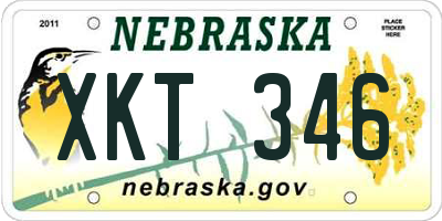 NE license plate XKT346