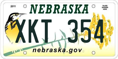 NE license plate XKT354