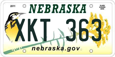 NE license plate XKT363