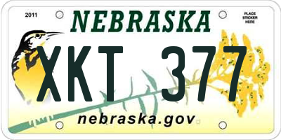 NE license plate XKT377
