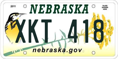 NE license plate XKT418