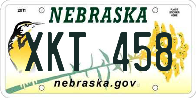 NE license plate XKT458