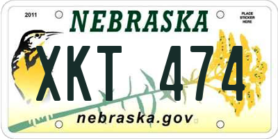 NE license plate XKT474