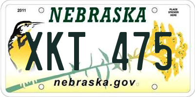 NE license plate XKT475