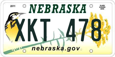 NE license plate XKT478