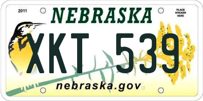 NE license plate XKT539