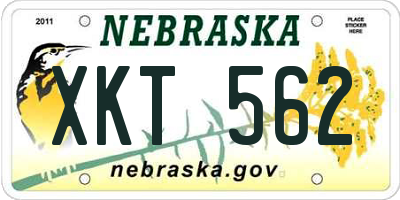 NE license plate XKT562