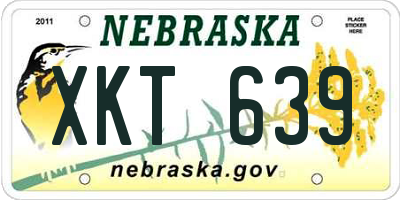 NE license plate XKT639