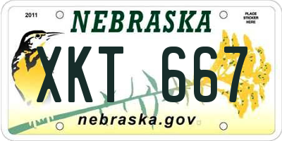 NE license plate XKT667