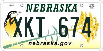 NE license plate XKT674