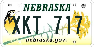 NE license plate XKT717