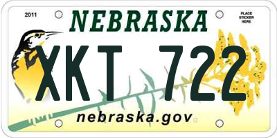 NE license plate XKT722