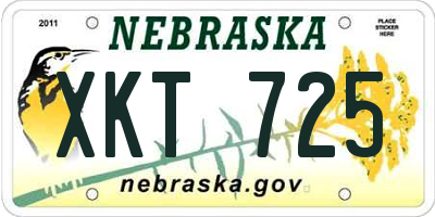 NE license plate XKT725