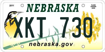 NE license plate XKT730