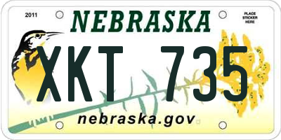 NE license plate XKT735