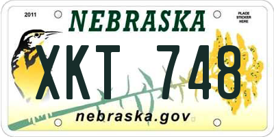NE license plate XKT748