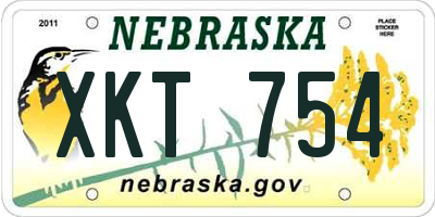 NE license plate XKT754