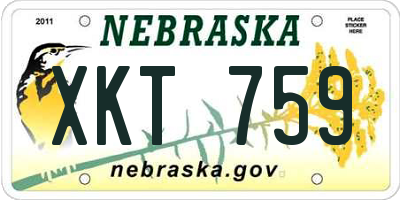 NE license plate XKT759