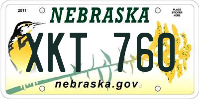 NE license plate XKT760