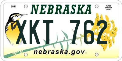 NE license plate XKT762