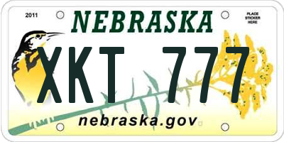 NE license plate XKT777