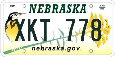 NE license plate XKT778