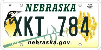 NE license plate XKT784