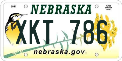 NE license plate XKT786