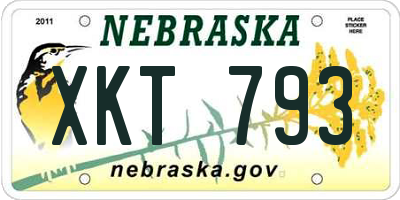NE license plate XKT793