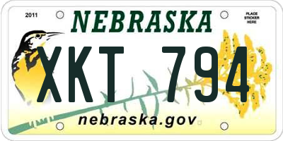 NE license plate XKT794