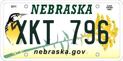 NE license plate XKT796