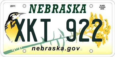 NE license plate XKT922