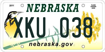 NE license plate XKU038