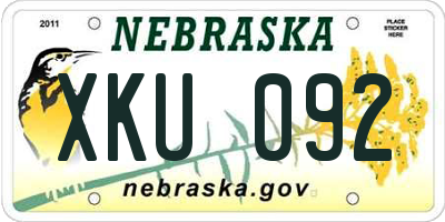 NE license plate XKU092