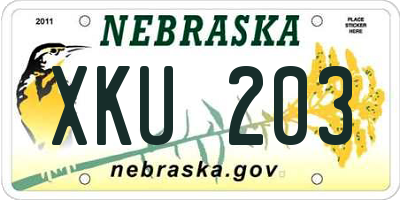 NE license plate XKU203