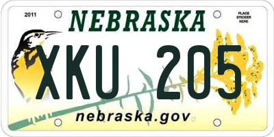 NE license plate XKU205