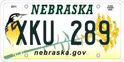 NE license plate XKU289