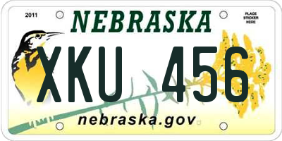 NE license plate XKU456