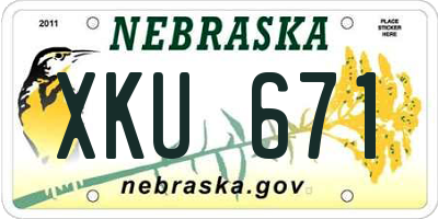 NE license plate XKU671