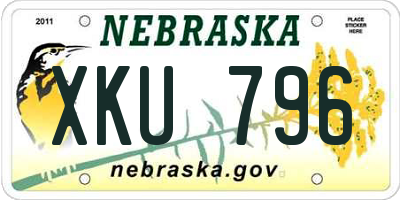 NE license plate XKU796