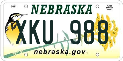 NE license plate XKU988
