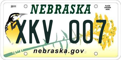 NE license plate XKV007
