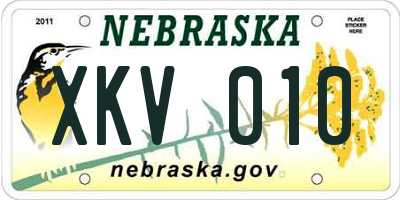 NE license plate XKV010