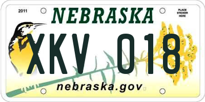 NE license plate XKV018