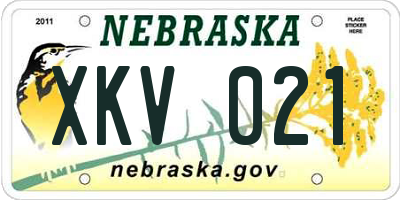 NE license plate XKV021