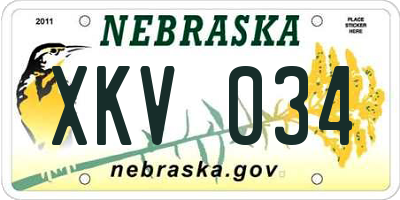 NE license plate XKV034