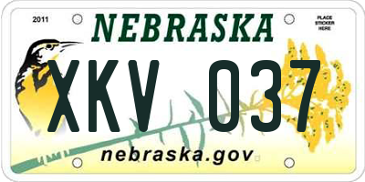 NE license plate XKV037