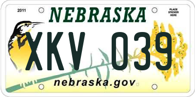 NE license plate XKV039