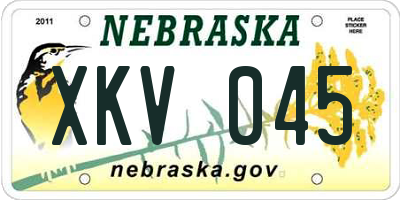 NE license plate XKV045