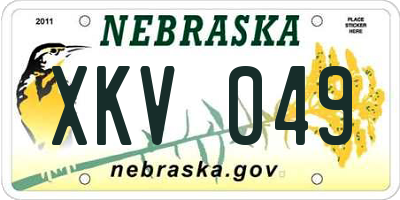 NE license plate XKV049